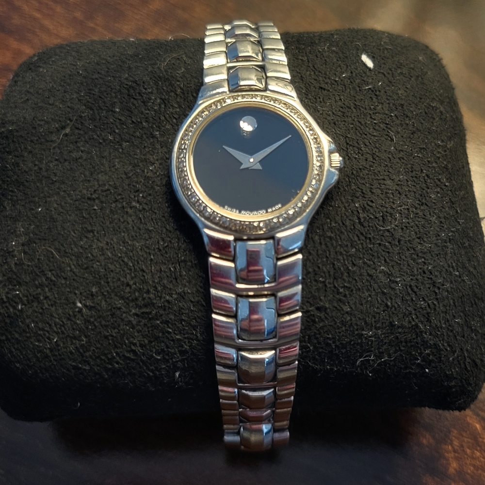 Movado ladies watch with diamond bezel